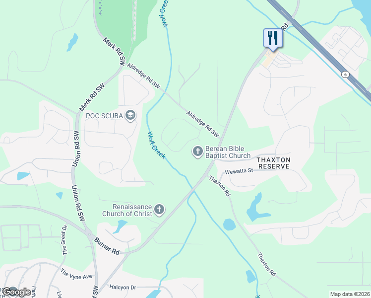 map of restaurants, bars, coffee shops, grocery stores, and more near 3442 Hamlin Square Southwest in Atlanta