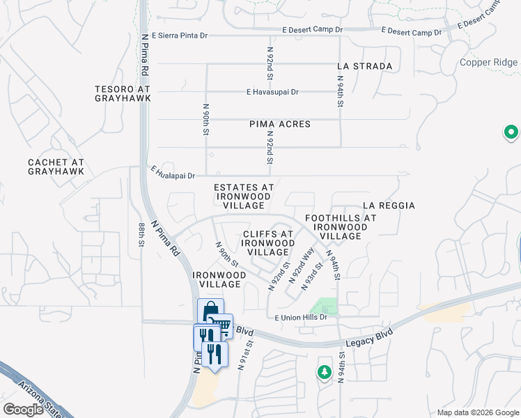 map of restaurants, bars, coffee shops, grocery stores, and more near 9159 East Topeka Drive in Scottsdale