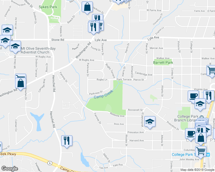 map of restaurants, bars, coffee shops, grocery stores, and more near 2279 Parkview Circle in Atlanta