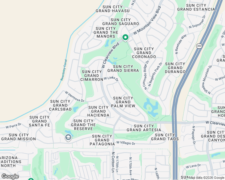 map of restaurants, bars, coffee shops, grocery stores, and more near 19328 North Vista Montana Court in Surprise