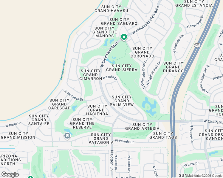 map of restaurants, bars, coffee shops, grocery stores, and more near 19352 North Vista Montana Court in Surprise