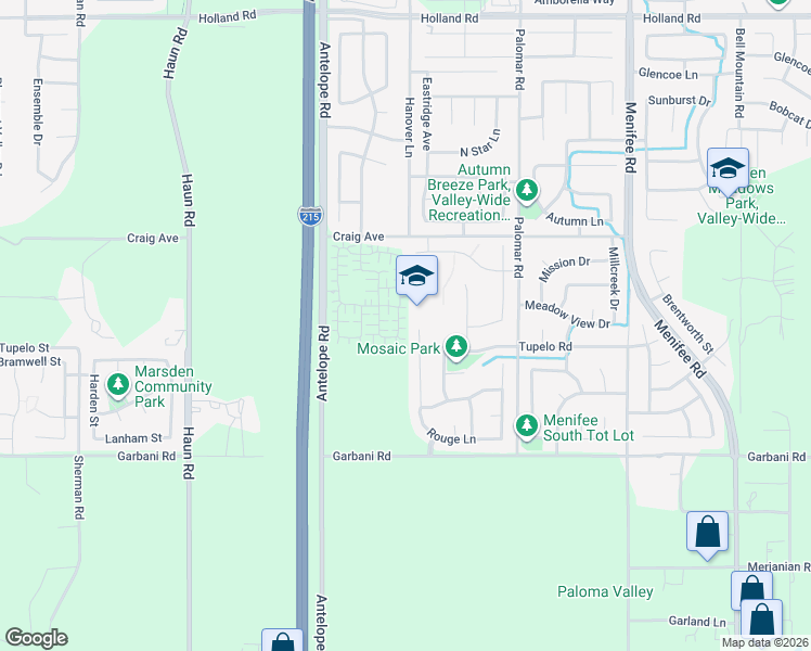 map of restaurants, bars, coffee shops, grocery stores, and more near 31724 Rouge Lane in Menifee