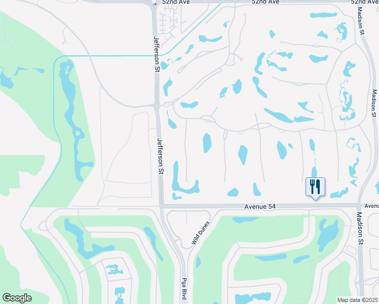 map of restaurants, bars, coffee shops, grocery stores, and more near 53496 Via Palacio in La Quinta