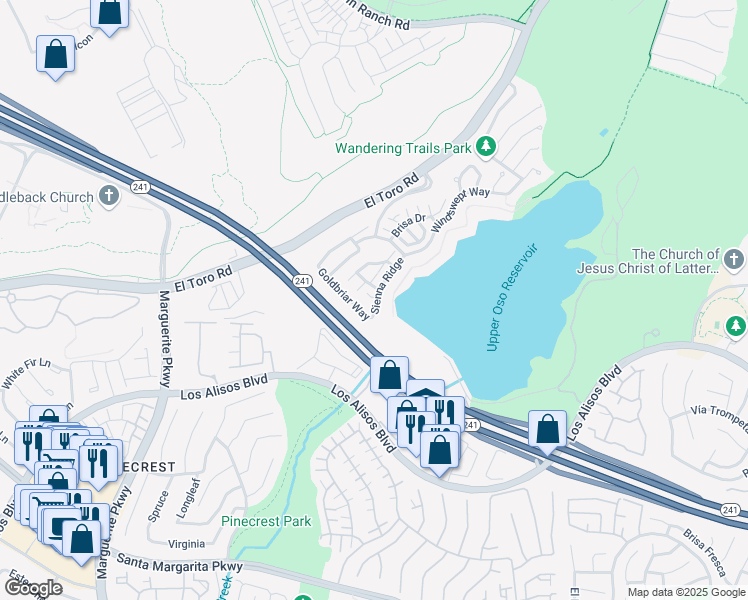 map of restaurants, bars, coffee shops, grocery stores, and more near 133 Autumn Leaf in Mission Viejo