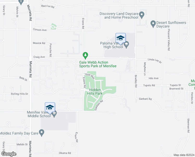 map of restaurants, bars, coffee shops, grocery stores, and more near 26642 Johanna Circle in Menifee