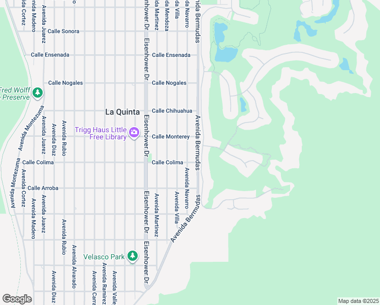 map of restaurants, bars, coffee shops, grocery stores, and more near 53390 Avenue Navarro in La Quinta