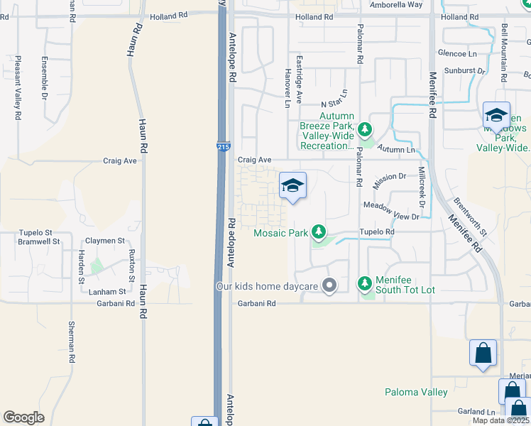 map of restaurants, bars, coffee shops, grocery stores, and more near 31667 Willowood Way in Menifee