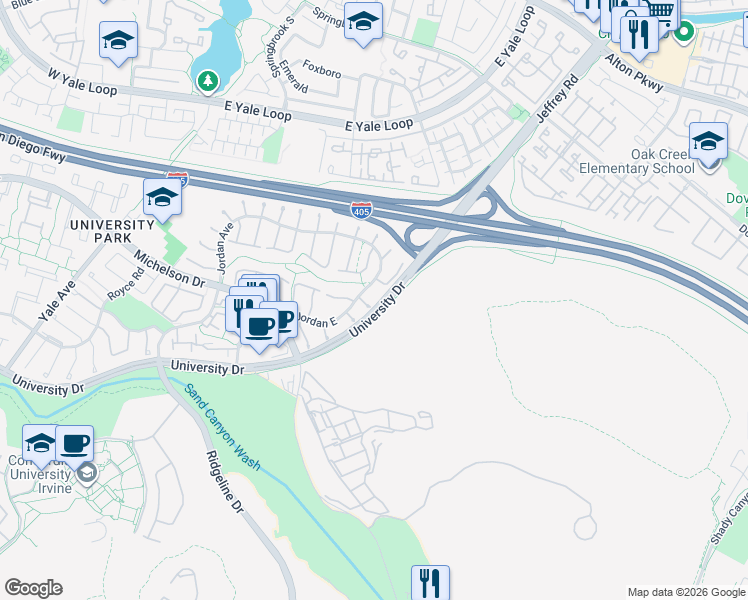 map of restaurants, bars, coffee shops, grocery stores, and more near 9 Cashew in Irvine