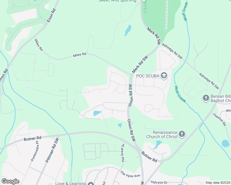 map of restaurants, bars, coffee shops, grocery stores, and more near 5503 Halsey Trace Southwest in Atlanta