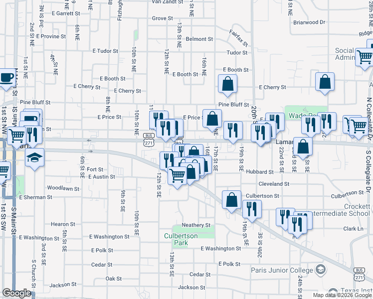 map of restaurants, bars, coffee shops, grocery stores, and more near 1411 Margaret Street in Paris