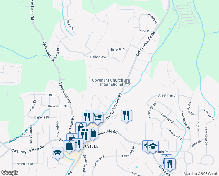 map of restaurants, bars, coffee shops, grocery stores, and more near 2653 Chestnut Way in Pinson