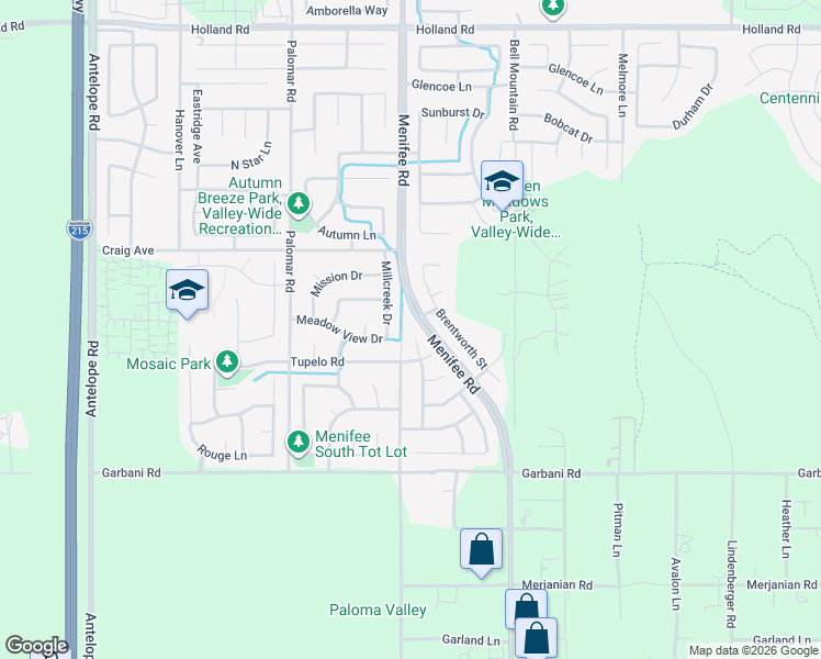 map of restaurants, bars, coffee shops, grocery stores, and more near 31677 Middlebrook Lane in Menifee