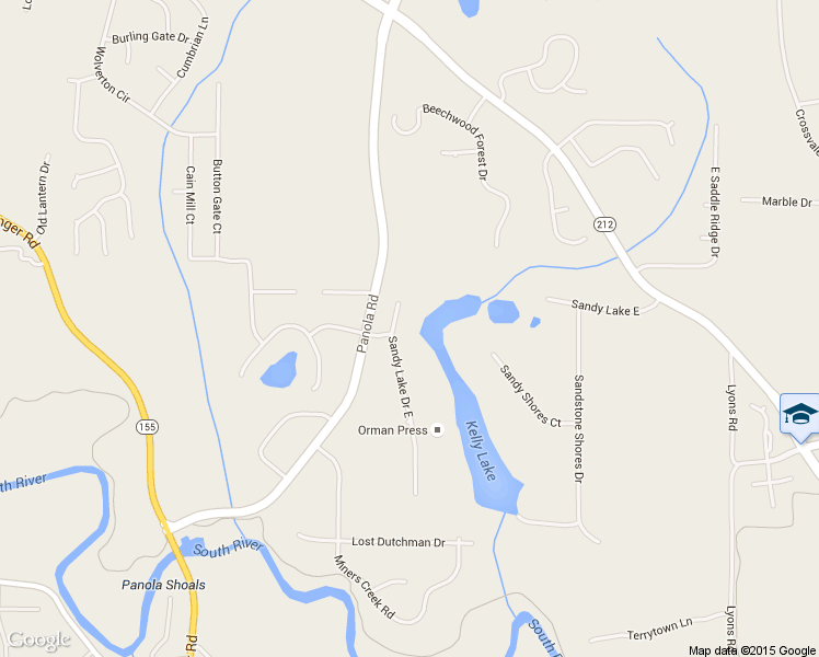 map of restaurants, bars, coffee shops, grocery stores, and more near 4090 Sandy Lake Drive East in Stonecrest