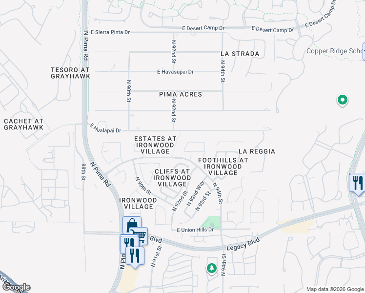 map of restaurants, bars, coffee shops, grocery stores, and more near 9203 East Topeka Drive in Scottsdale