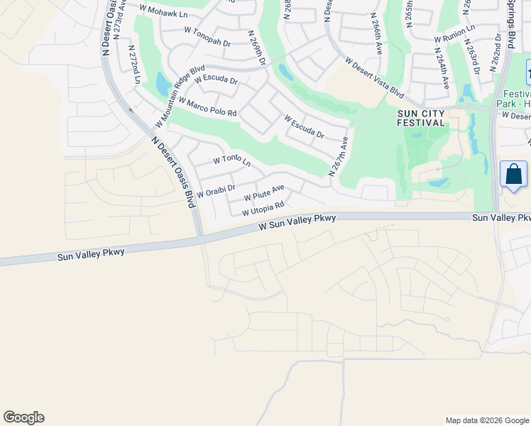 map of restaurants, bars, coffee shops, grocery stores, and more near 26913 West Utopia Road in Buckeye