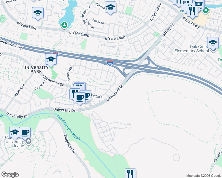 map of restaurants, bars, coffee shops, grocery stores, and more near 9 Cashew in Irvine