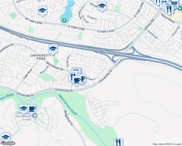 map of restaurants, bars, coffee shops, grocery stores, and more near 2 Gumwood in Irvine