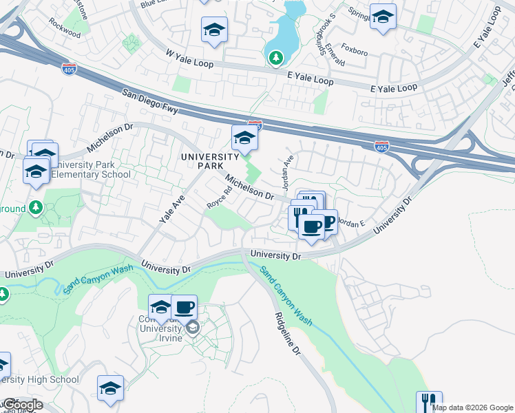 map of restaurants, bars, coffee shops, grocery stores, and more near 129 Willowbend in Irvine
