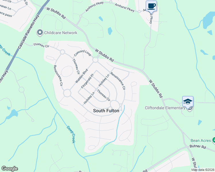 map of restaurants, bars, coffee shops, grocery stores, and more near 7557 Cole Lane in Atlanta