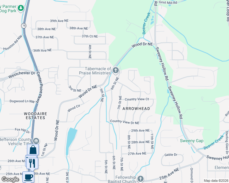 map of restaurants, bars, coffee shops, grocery stores, and more near 2731 6th Street Northeast in Center Point