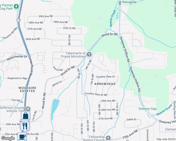 map of restaurants, bars, coffee shops, grocery stores, and more near 2743 6th Street Northeast in Center Point