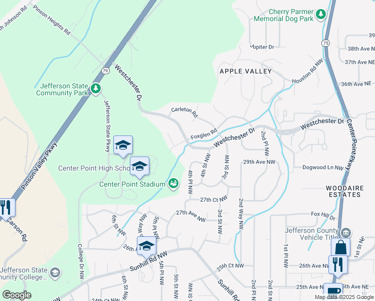 map of restaurants, bars, coffee shops, grocery stores, and more near 421 Westchester Drive in Birmingham