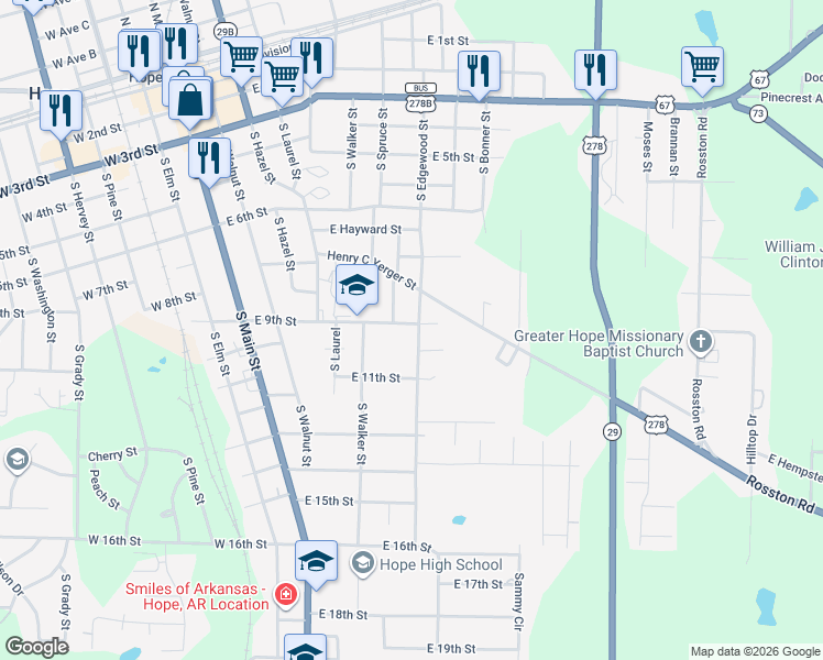 map of restaurants, bars, coffee shops, grocery stores, and more near 821 Nancy in Hope