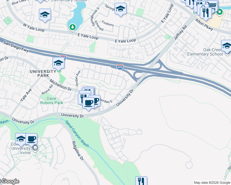 map of restaurants, bars, coffee shops, grocery stores, and more near 2 Featherwood in Irvine