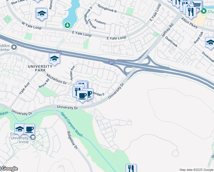 map of restaurants, bars, coffee shops, grocery stores, and more near 2 Featherwood in Irvine