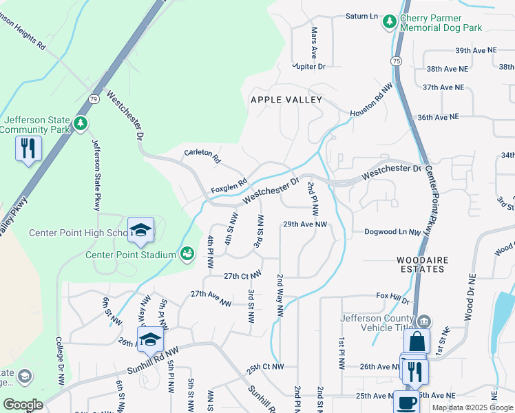 map of restaurants, bars, coffee shops, grocery stores, and more near 2904 Carleton Road in Birmingham
