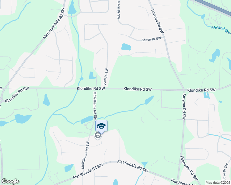 map of restaurants, bars, coffee shops, grocery stores, and more near 1090 June Drive Southwest in Conyers