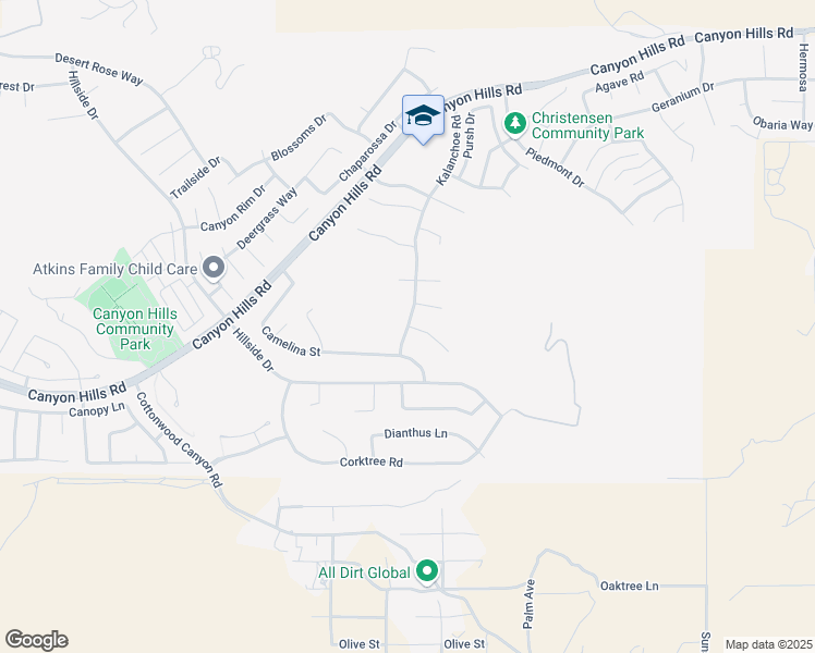 map of restaurants, bars, coffee shops, grocery stores, and more near 34191 Kalanchoe Road in Menifee