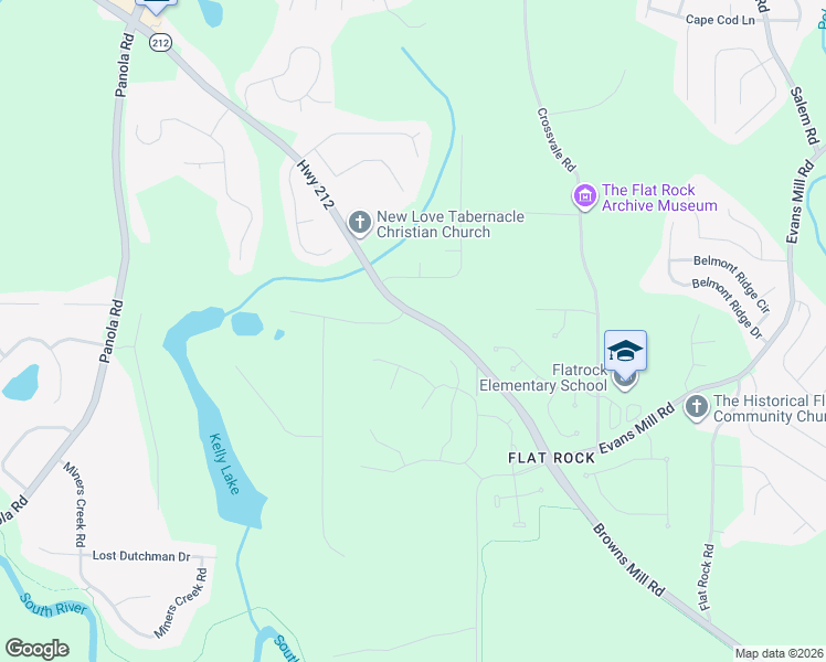map of restaurants, bars, coffee shops, grocery stores, and more near 5624 Browns Mill Road in Stonecrest