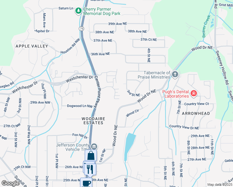 map of restaurants, bars, coffee shops, grocery stores, and more near 3341 Chase Lane in Birmingham