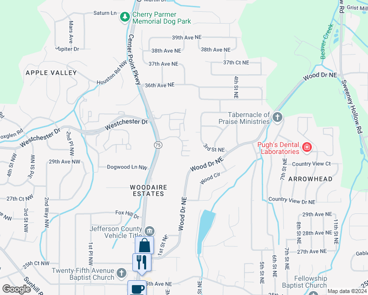 map of restaurants, bars, coffee shops, grocery stores, and more near 3341 Chase Lane in Birmingham