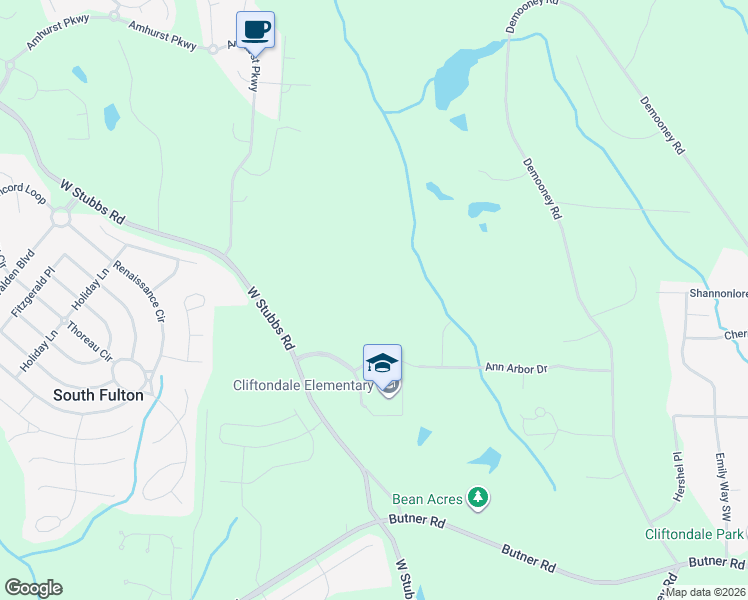 map of restaurants, bars, coffee shops, grocery stores, and more near 3500 West Stubbs Road in College Park