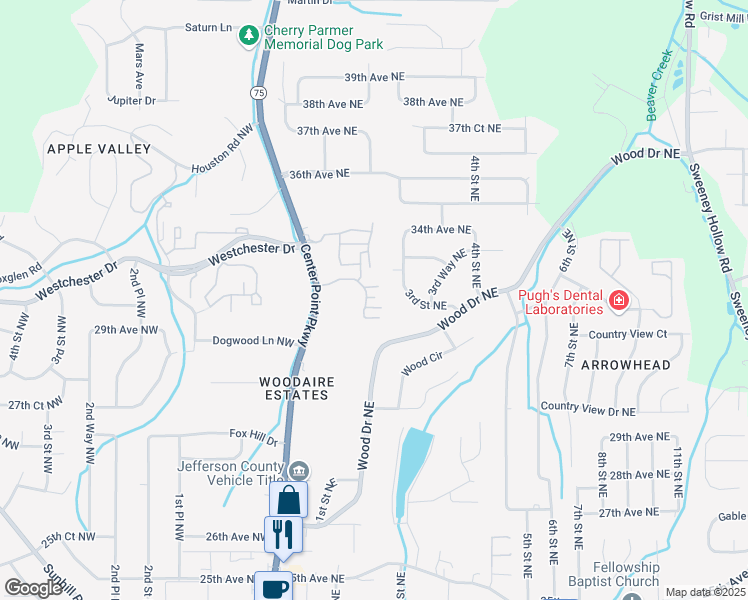 map of restaurants, bars, coffee shops, grocery stores, and more near 3341 Chase Lane in Birmingham