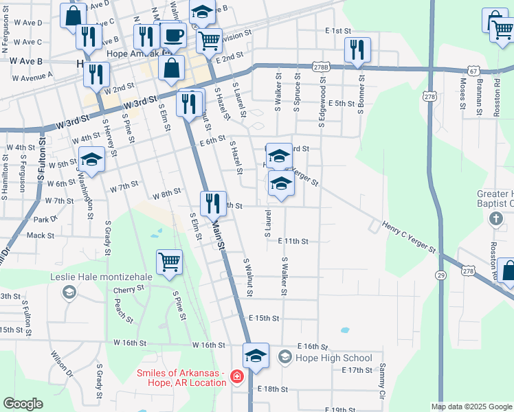 map of restaurants, bars, coffee shops, grocery stores, and more near 400 East 9th Street in Hope