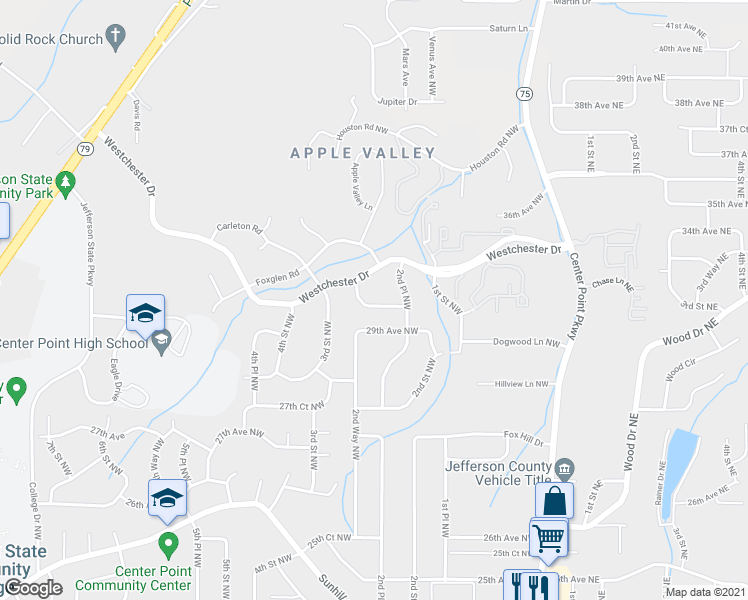 map of restaurants, bars, coffee shops, grocery stores, and more near 216 Glenvalley Lane Northwest in Birmingham