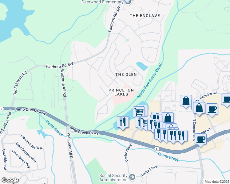 map of restaurants, bars, coffee shops, grocery stores, and more near 3260 Wellington Walk Southwest in Atlanta