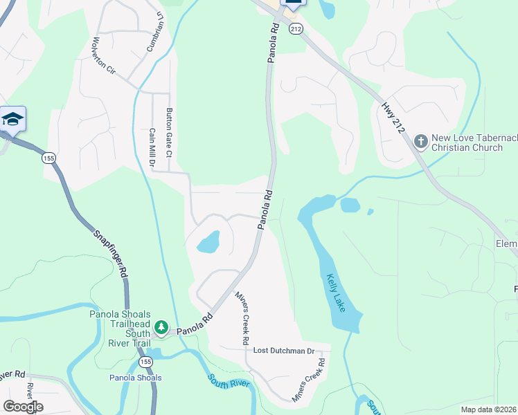 map of restaurants, bars, coffee shops, grocery stores, and more near 4143 Panola Road in Stonecrest