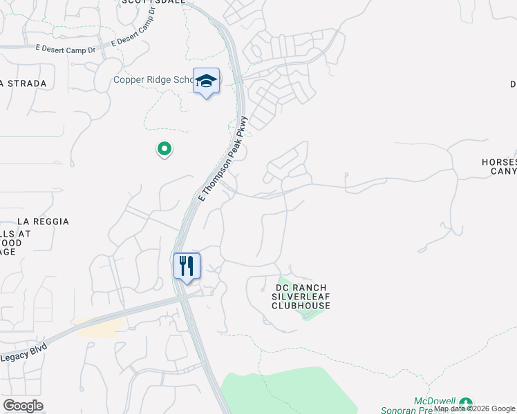 map of restaurants, bars, coffee shops, grocery stores, and more near 10174 East Hualapai Drive in Scottsdale