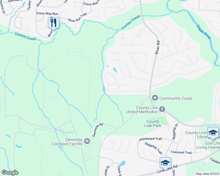 map of restaurants, bars, coffee shops, grocery stores, and more near 3334 Rockmill Drive in Ellenwood