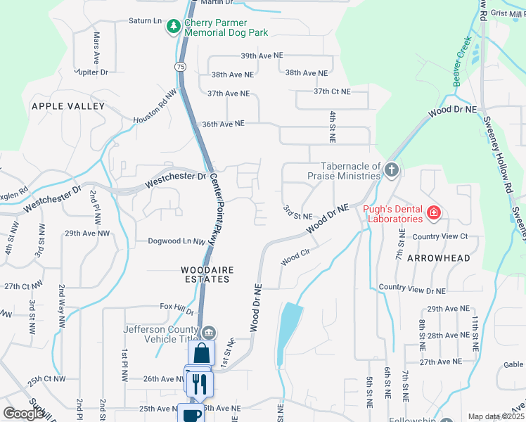map of restaurants, bars, coffee shops, grocery stores, and more near 3341 Chase Lane in Birmingham