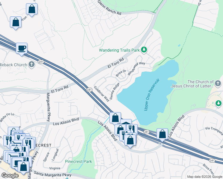 map of restaurants, bars, coffee shops, grocery stores, and more near 401 Trailblazer in Mission Viejo