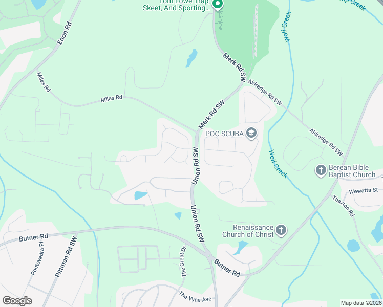 map of restaurants, bars, coffee shops, grocery stores, and more near 5531 Halsey Trace Southwest in Atlanta