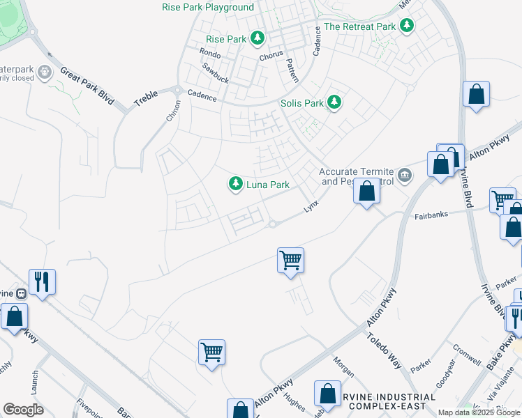 map of restaurants, bars, coffee shops, grocery stores, and more near 409 Junco in Irvine