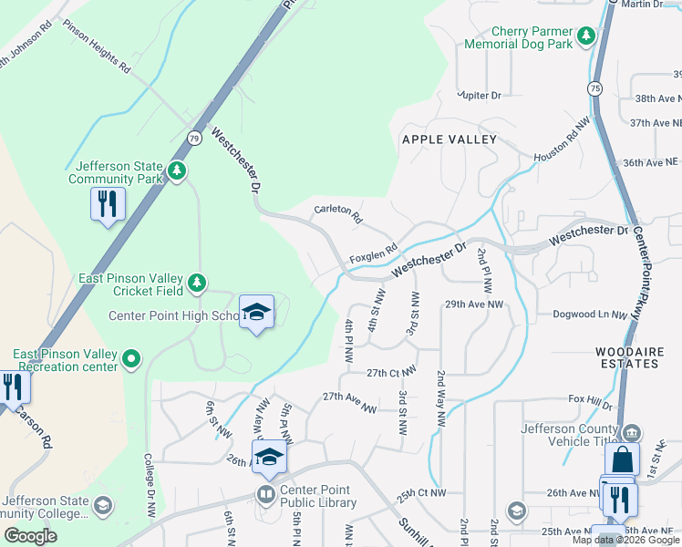 map of restaurants, bars, coffee shops, grocery stores, and more near 424 Westchester Drive in Birmingham