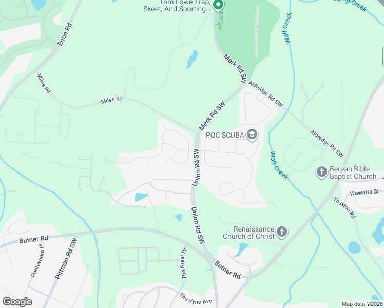 map of restaurants, bars, coffee shops, grocery stores, and more near 5531 Halsey Trace Southwest in Atlanta