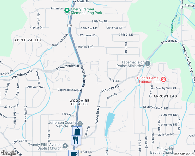 map of restaurants, bars, coffee shops, grocery stores, and more near 3341 Chase Lane in Birmingham